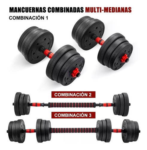 Mancuernas Y Pesas Barra Recta Ejercicio Kit Ajustables 20kg
