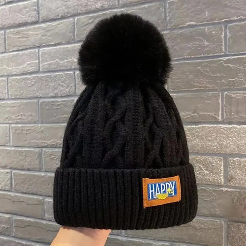 Gorro Para Invierno Otoño Pompón Standar Happy De Mujer/niña