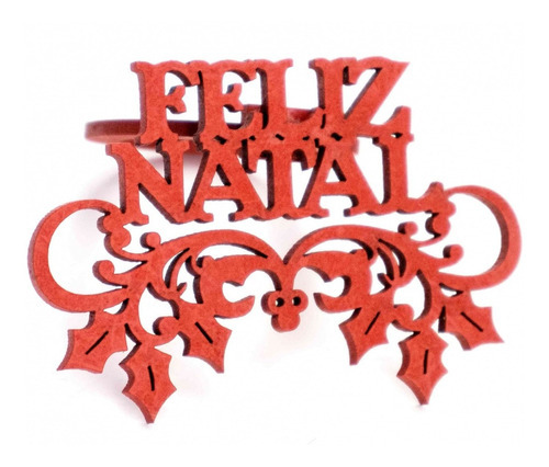 Porta Guardanapo Feliz Natal Mdf Vermelho 5x8cm - D'rossi