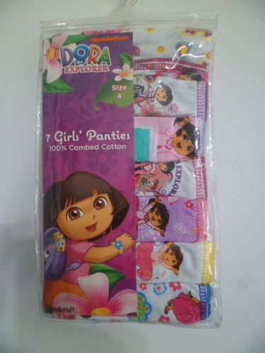 Kit 7 Blumer Dora Exploradora Nickelodeon Niña 4 Y 6 Años