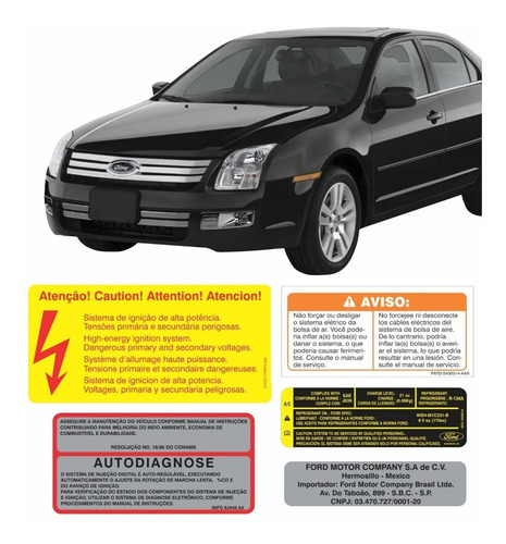 Kit Adesivos Etiquetas Motor Ford Fusion 2008 Completo 