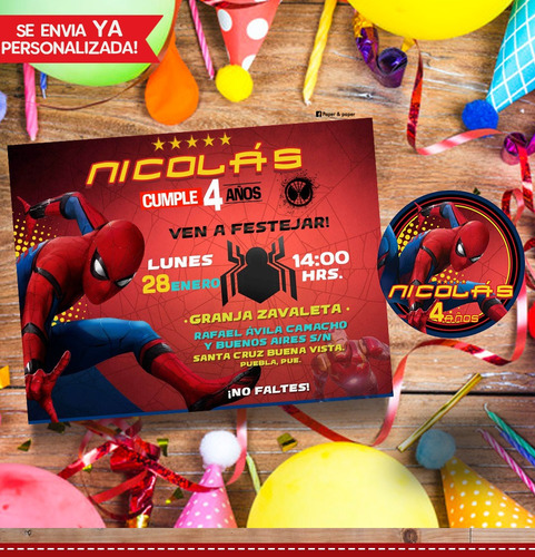 Invitacion Spiderman Personalizada Gratis Etiqueta Circular | Meses sin  intereses