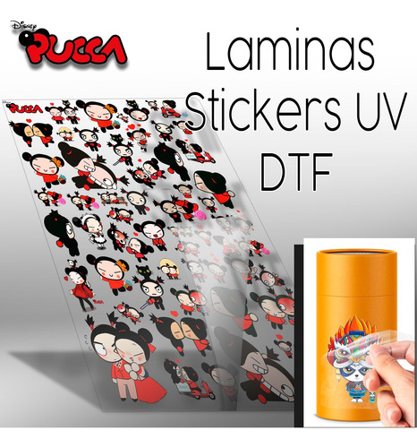 Stickers Uv Dtf Pucca Día Del Amor Tazas