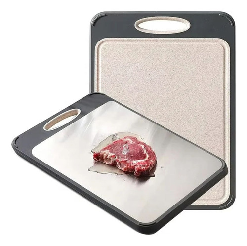 Tabua De Corte Saudável Para Cortar Dupla Face Aço Inox Pp