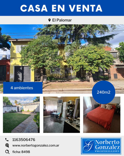 En Venta En El Palomar, En Planta Baja Hermosa Propiedad De 4 Ambientes Con 2 Baños, Living Comedor; Cocina Comedor; Tres Dormitorios Garage Y Fondo. F: 8498