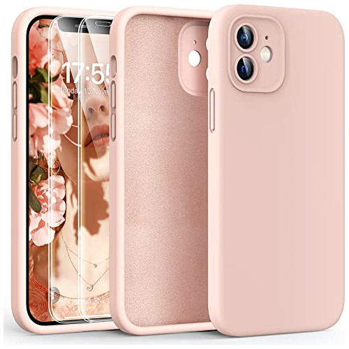 Funda Para iPhone 12 Rosa 6.1 Pulgada Silicon Liquido Microf