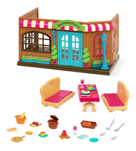 Lil Woodzeez 6620 Set Juego El Restaurante Con Accesorios