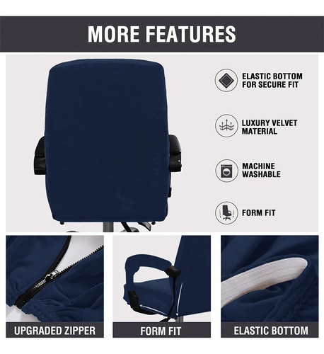 Funda Elástica Terciopelo Silla Oficina Con Reposabrazos