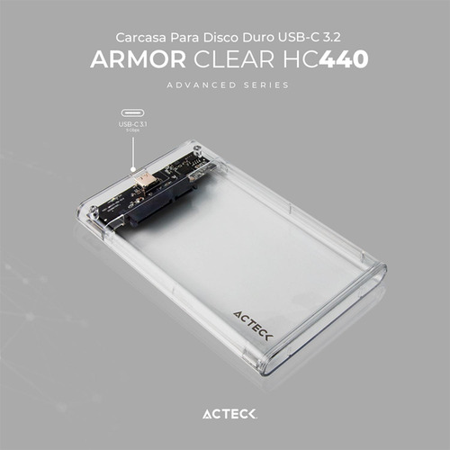 Case Enclosure Acteck 5 Gbps Sata 2.5 Usb-c Negro Ac-934695