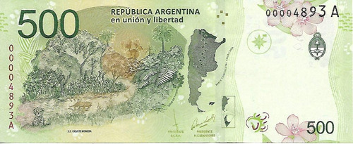 Billete Arg $500 Yaguarete Serie A Bajo Nro. S/circ. Palermo