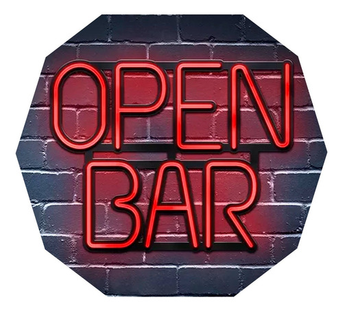 Cartel Open Bar En Neón Led - Logos - Figuras- Leyendas