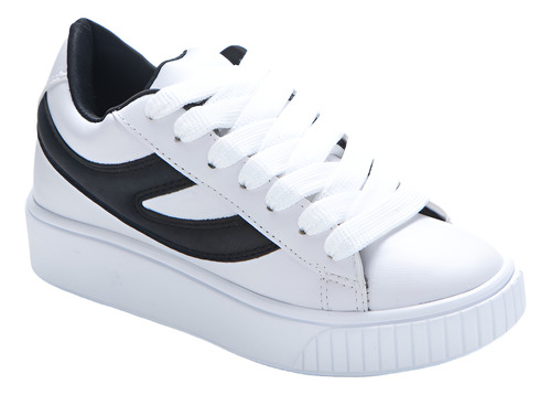 Zapatilla Tunez Savage Blanco Con Negro Moda Urbana De Mujer