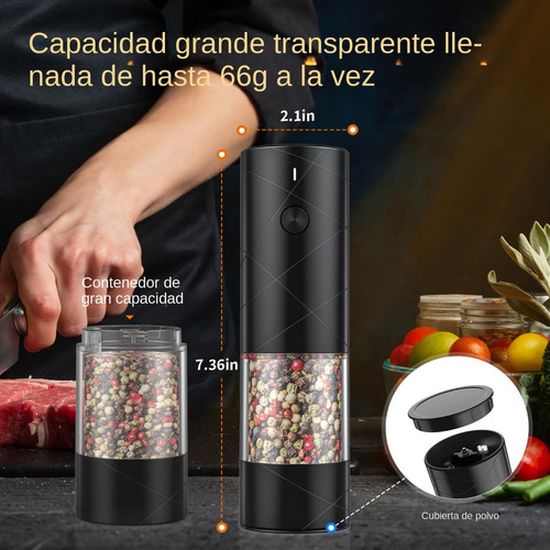 Molinillo De Sal Y Pimienta Recargable, Paquete De 2 .