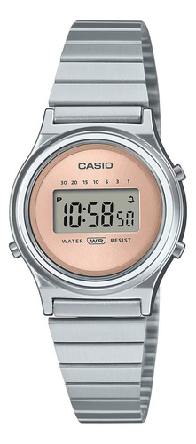 Reloj Mujer Casio La-700we-4a Malla Acero Inoxidable Malla Plateado Bisel Plateado Fondo Rosa