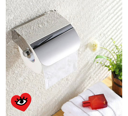 Porta Rollo Papel Higienico Baño Soporte Plateado Cromo Tapa Veoquiero