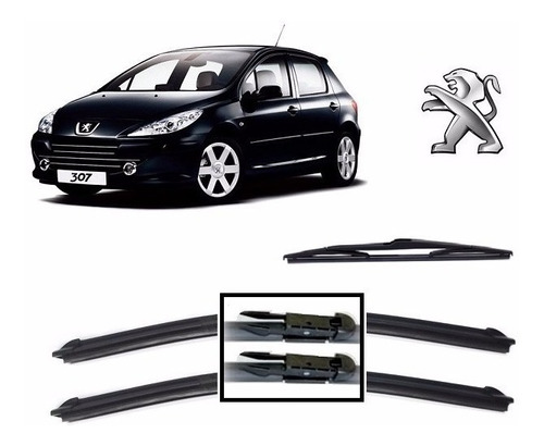 Kit Palhetas Limpador De Parabrisa Diant+tras Peugeot 307