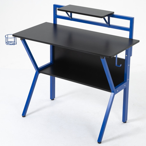 Imagen 4 de 4 de Escritorio Gamer Metalico Azul Con Negro Akivoy