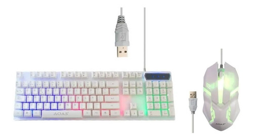 Teclado Mecánico Blanco Teclados Gamers Blanco Rgb + Mouse Idioma Inglés US