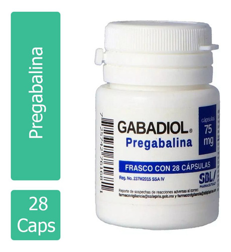 Gabadiol Pregabalina 75 Mg Frasco Con 28 Cápsulas