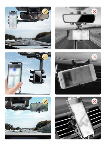 // Soporte Giratorio Para Teléfono Con Espejo Retrovisor,
