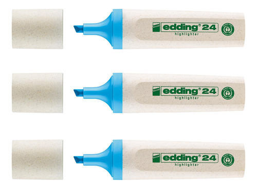 Marcador Resaltador Edding 24 Ecoline Pack X3 Color Azul