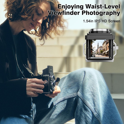 Chuzhao Vintage Mini Digital Camera, Portable Tlr Style R...