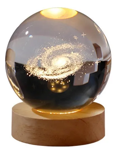 Lampara De Noche Led 3d De Bola De Cristal Galaxia 6cm