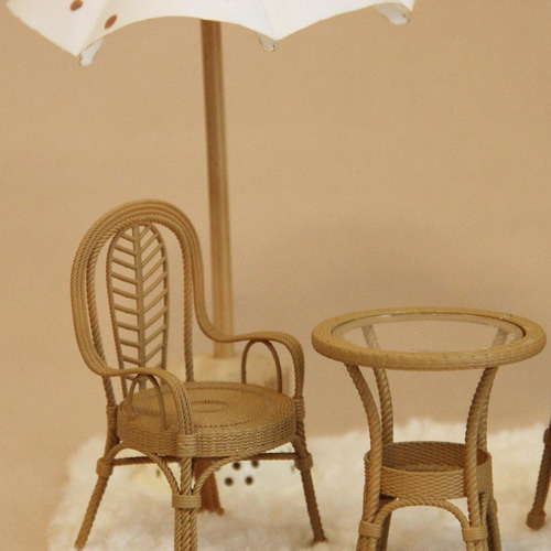 Juego De Mesa Y Silla De Patio En Miniatura A Escala 1/12,
