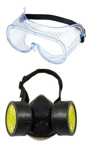 Imagen 1 de 2 de Mascara Protectora De Polvo Gas + Lentes Seguridad