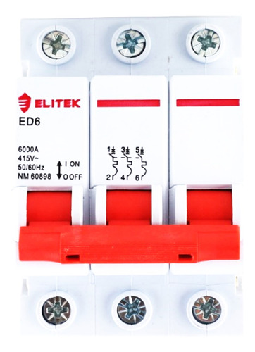 Disjuntor Tripolar Elitek 16 Até 70a Curva C - 6ka - 40a