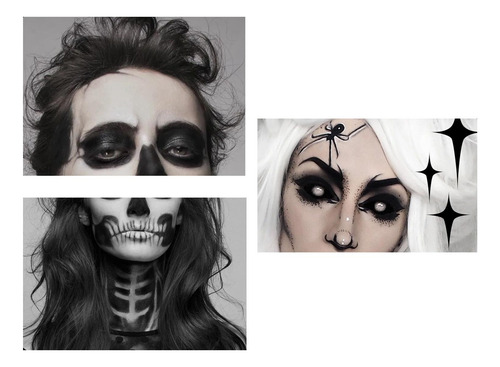 4 Pintura Corporal De Cara Blanca Y Negra Con 2 Pinceles