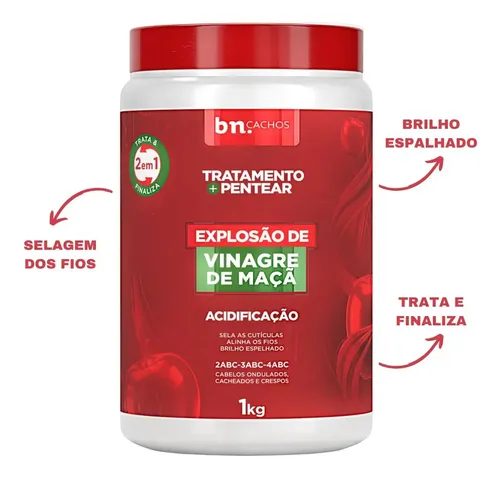 Creme de Pentear e Tratamento Explosão de Vinagre de Maçã 2 em 1 1Kg | bn.Cachos