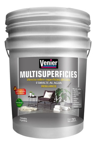 Esmalte Al Agua Brillante Multisuperficies Venier 20 Lts Mm