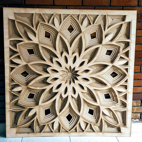 Imagen 1 de 3 de Cuadro Mándala 3d De 120cm X 120cm Corte Laser