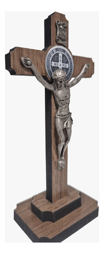 Crucifixo De Mesa 12- Cm Com A Medalha De São Bento