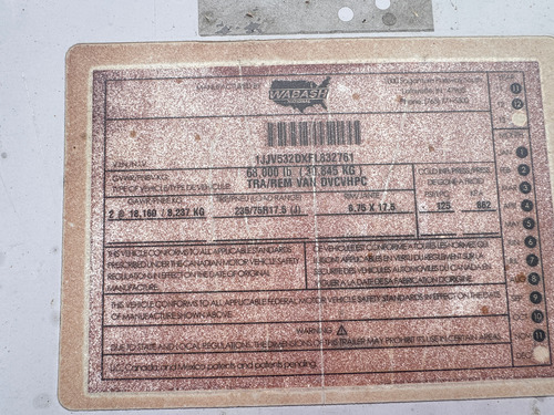 Caja Seca Wabash 53x102 Año: 2014 Eje Deslizable Gm109054