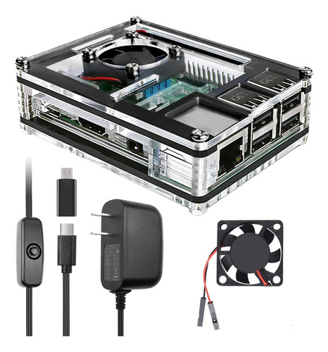 Funda Miuzei Raspberry Pi 3 B+ Con Ventilador Y Refrigera...