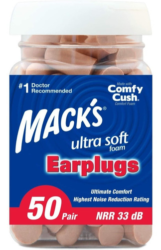 Protetor Auricular Earplugs Mack's Ultra Soft 50 Pares 33db