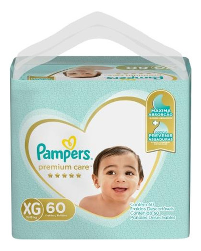 Pampers Premiun Care Bag Xg 60 Pañales