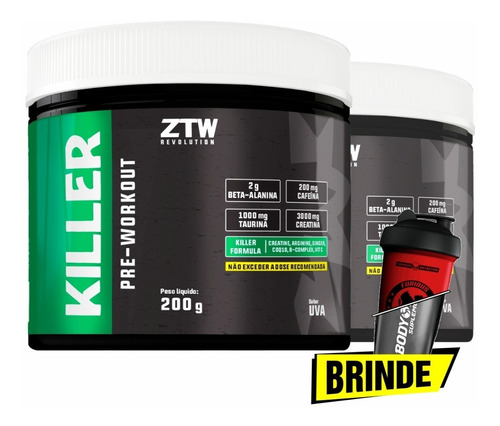 2x Pré-treino Killer 200g Importado Usa + Grátis Coq