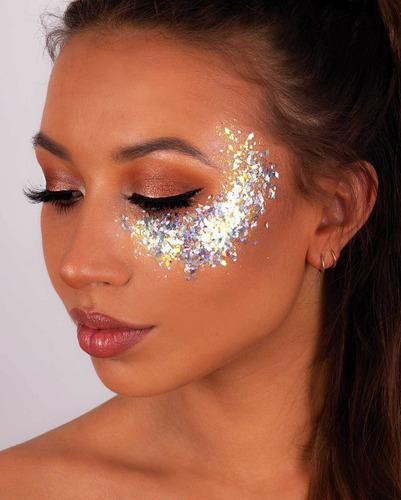 Kit Maquillaje Artístico Glitter Con Brillo + Stencils