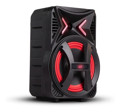 Bocina Inalámbrica Riot Stf Con Luz Led 8 Pulgadas Color Negro