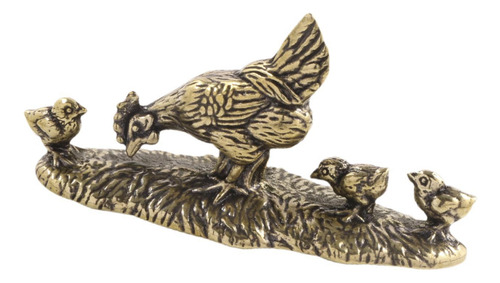 Mini Escultura En Miniatura De Latón Para Madre, Pollo Y