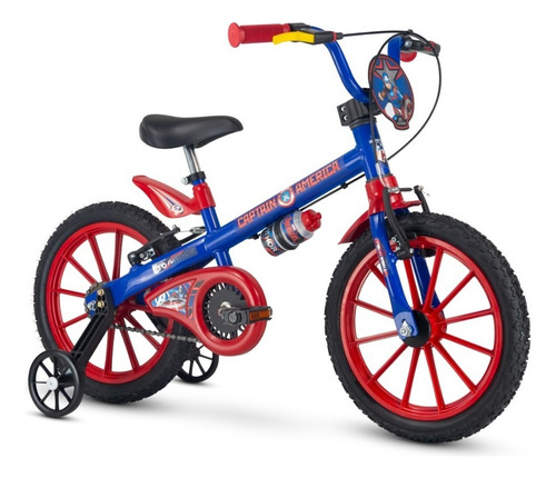 Bicicleta Aro 16 Infantil Capitão America Rodinhas Segurança