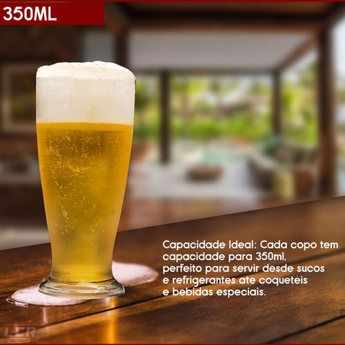 Kit Jogo 12 Copos De Vidro 350ml Tulipa Munich Copo P/ Chopp