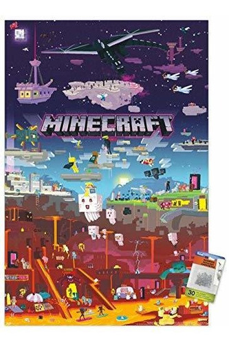 Trends International Minecraft - Póster De Pared Con Alfile