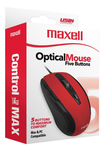 Imagen 2 de 2 de Mouse Gamer 1600dpi Maxell Oficial Mor-105 5 Botones.
