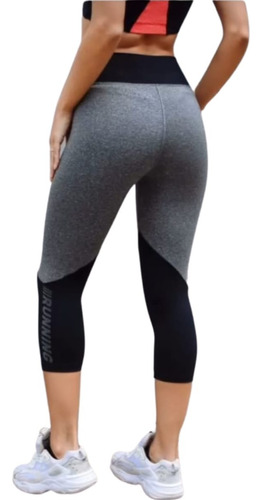 Calza Capri Deportiva Gris Melange Combinada  Sgind