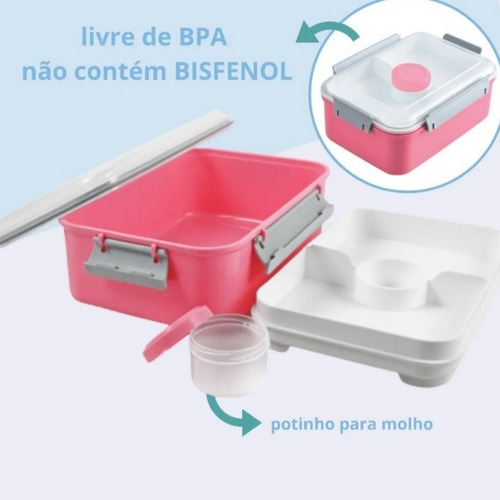 Imagem 3 de 7 de Marmita De Plástico Com Divisórias Vai Ao Microondas Bpafree