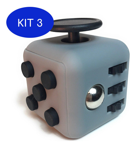 Kit 3 Fidget Cube Anti Stress Ansiedade Hiperatividade Tdah
